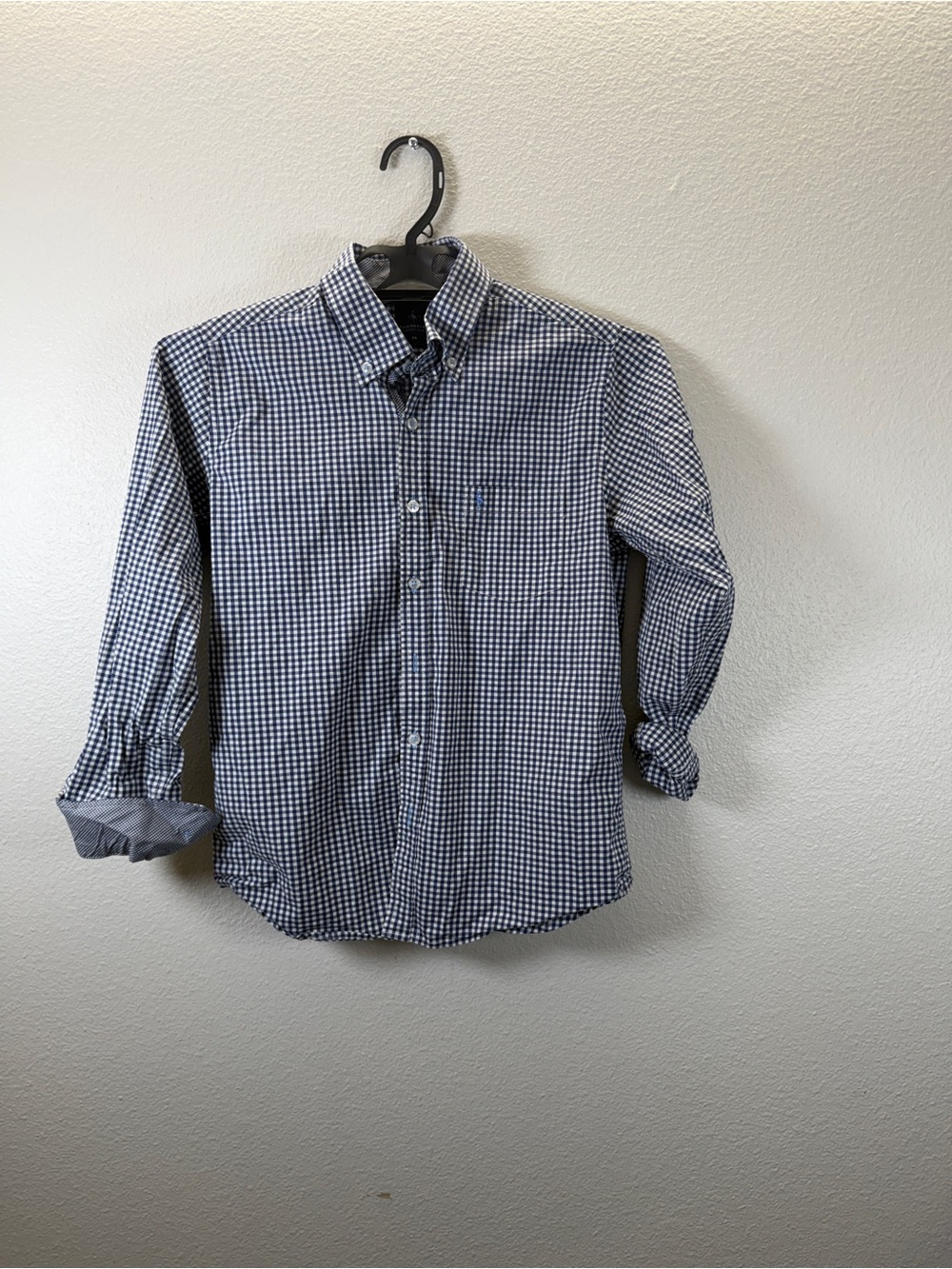 Tailorbyrd Navy and White Gingham Button-Down Shirt